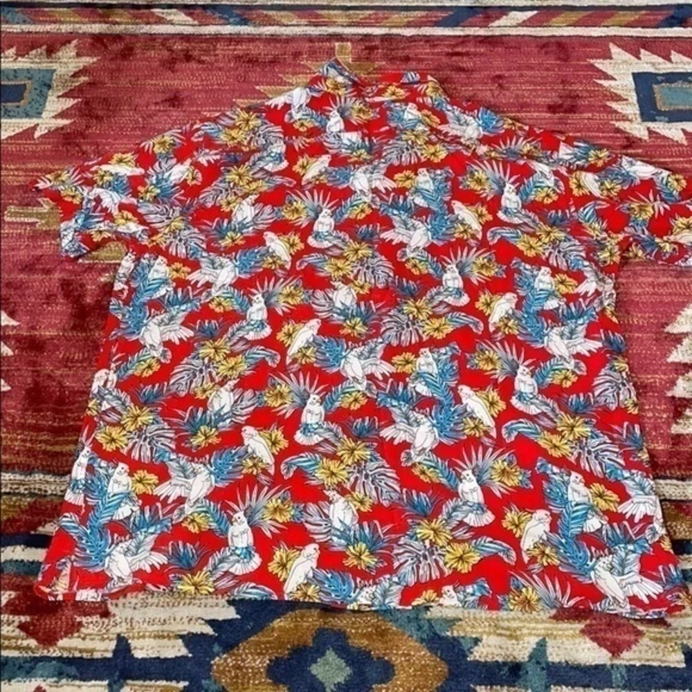 Banana Republic Tropical Casual Coastal Beach Print Parrot Button Down Shirt NWT